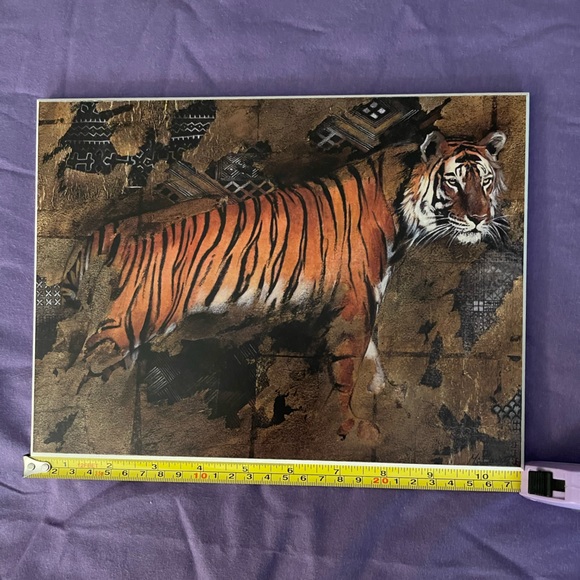 Stunning, African Animal Abstract Art Plaques.  Set of 3: Tiger, Lion, Antelope. - Picture 2 of 5